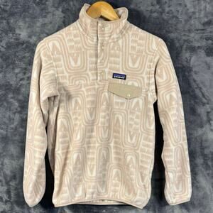 Patagonia Womens Lightweight Synchilla Snap-T Fleece Pullover XS Flow Dyno White